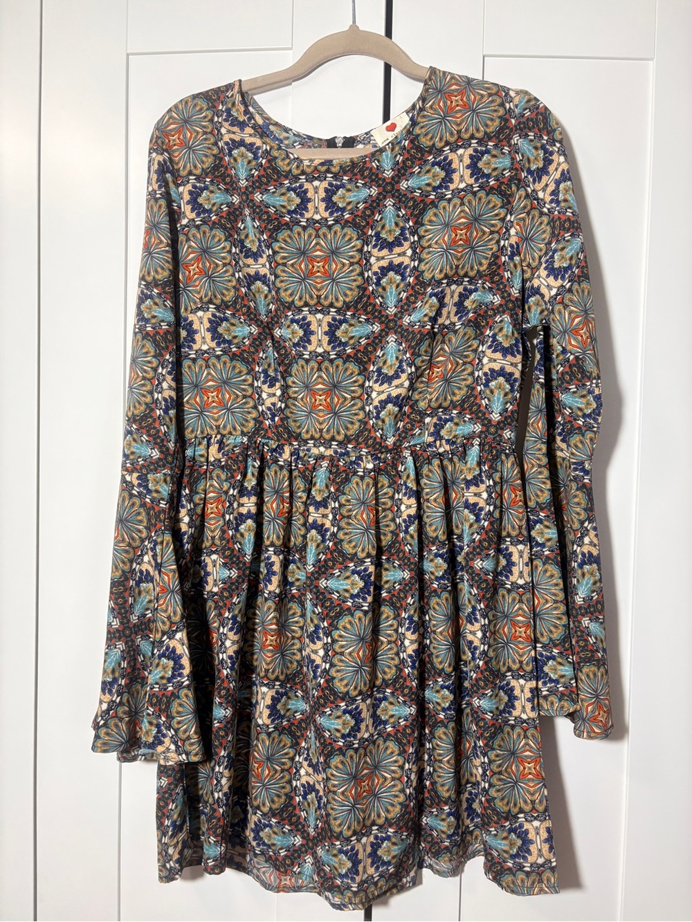 Floral Medallion Long-Sleeve Dress - Multicolor